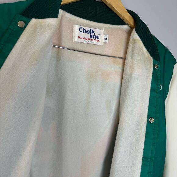 Vintage 80s Miami Dolphins Satin Jacket All Print NFL Football Chalk Line Mens M - Picture 10 of 10